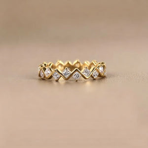Dainty Geometric CZ Wave Eternity Band Ring