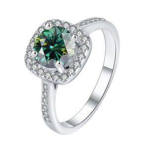 Color Moissanite Halo Pave Engagement Ring