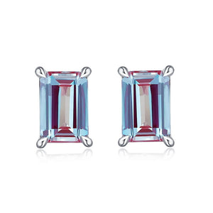 Tiny Geometric Cut Alexandrite Stud Earrings