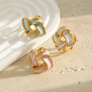 Chic Woven Knot Enamel Stacking Open Ring