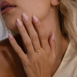 Minimalist Three Marquise CZ Wave Band Ring