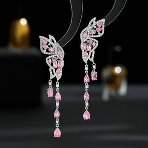 Color Gemstone Butterfly Statement Earrings