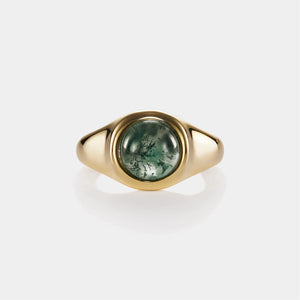 Moss Agate Cabochon Statement Ring