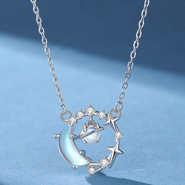 Moon Planet Pendant Necklace