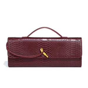 Alligator-Embossed Leather Clutch Handbag