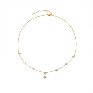 Four Leaf Clover CZ Station Charm Necklace