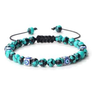Evil Eye Ceramic Malachite Rope Bracelet