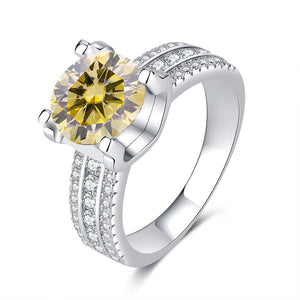 Round Color Moissanite Pave Engagement Ring