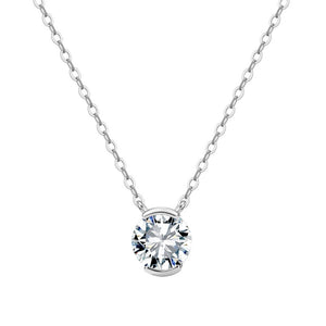 Round Moissanite Half-Bezel Charm Necklace