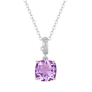 Minimalist Cushion Gemstone Charm Necklace