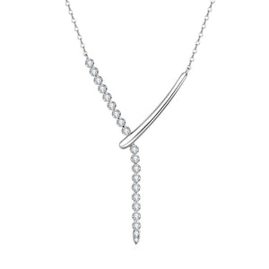 Asymmetric Moissanite Bar Drop Y Necklace