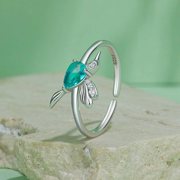 Silver Forest Hummingbird Ring