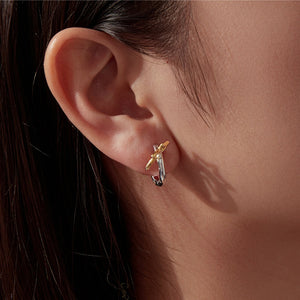 Two-Tone Celestial Hollow Star Hoop Earrings