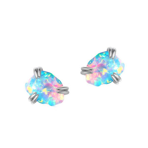 Natural Colorful Opal Prong Stud Earrings