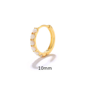 Blue White Opal Small Huggie Hoop Earrings