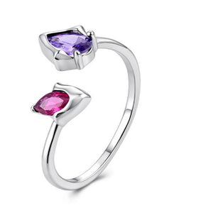 Two-Tone Double Shape Stackable Open Ring