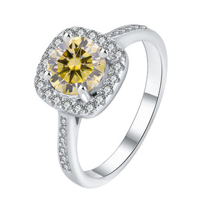 Color Moissanite Halo Pave Engagement Ring