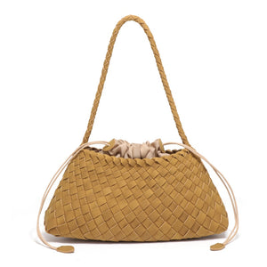 Matte Handwoven Leather Shoulder Handbag