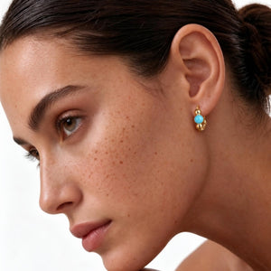 Tiny Beaded Gemstone Huggie Hoop Earrings
