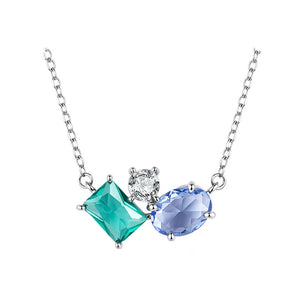 Geometric Triple CZ Cluster Pendant Necklace