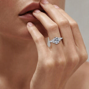 Moissanite Marquise Cluster Engagement Ring