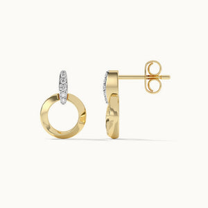 Dainty Crystal Open Circle Drop Stud Earrings