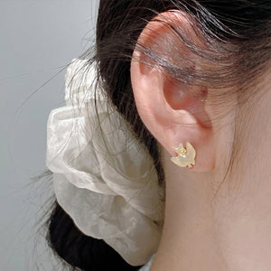 Dainty Jade Swallow Mini Floral Stud Earrings