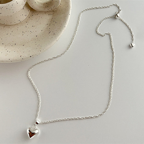 Silver Heart Tassel Necklace