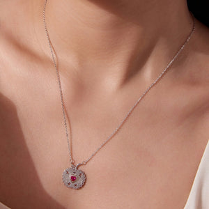Holiday Apple Magenta Heart Charm Necklace