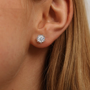 Tiny Heart Snowflake Moissanite Stud Earrings