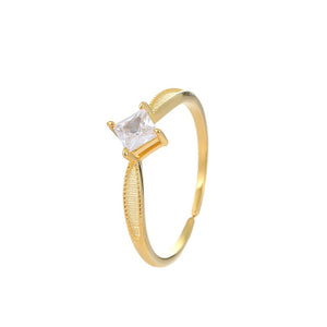 Solitaire Princess Cut CZ Textured Open Ring