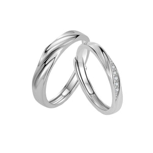 Twisted Wave CZ Couple Matching Open Ring