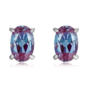 Tiny Geometric Cut Alexandrite Stud Earrings
