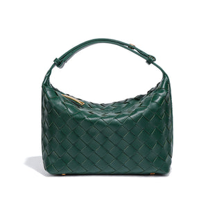 Convertible Woven Leather Hobo Handbag