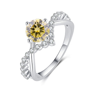 Moissanite Crown Tiara Pave Engagement Ring