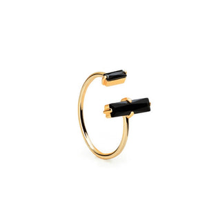Double Black Baguette CZ Stacking Open Ring