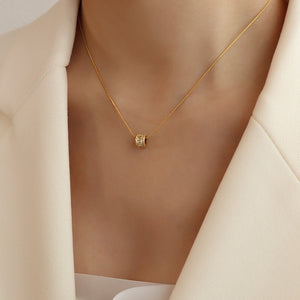 Baguette CZ Barrel Cylinder Pendant Necklace