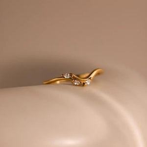 Minimalist Three Marquise CZ Wave Band Ring