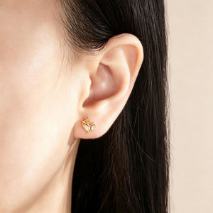Marquise CZ Leaf Outline Floral Stud Earrings