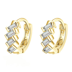Staggered Baguette Moissanite Hoop Earrings