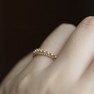 Minimalist Dainty Beaded Stackable Band Ring