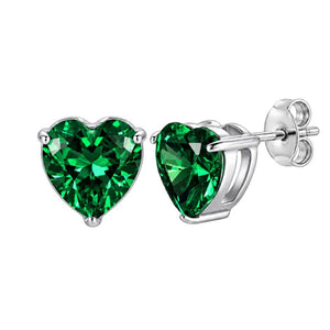 Classic Colorful Heart Birthstone Stud Earrings
