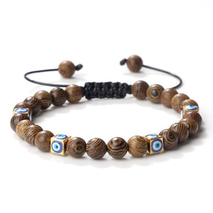 Evil Eye Ceramic Malachite Rope Bracelet