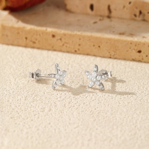 Ocean Starfish Pave Seed Pearl Stud Earrings