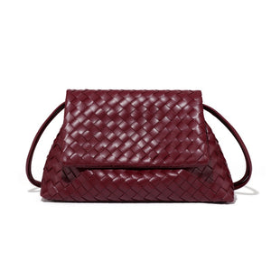 Handwoven Leather Flap Shoulder Handbag