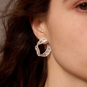 Dainty French Lace Ribbon Pearl Stud Earrings