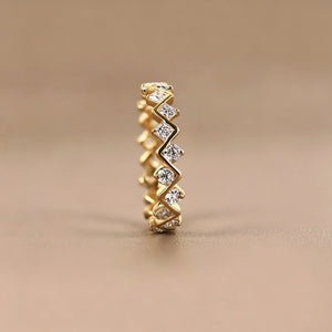 Dainty Geometric CZ Wave Eternity Band Ring