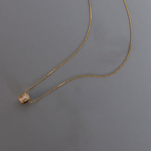 Baguette CZ Barrel Cylinder Pendant Necklace