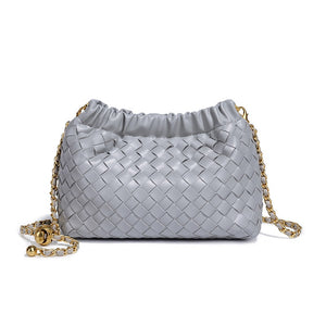 Woven Leather Cloud Drawstring Handbag