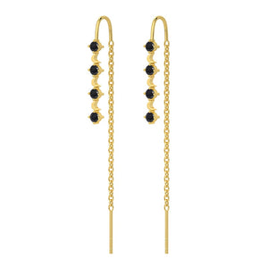 Tiny Star Moon Colorful CZ Threader Earrings